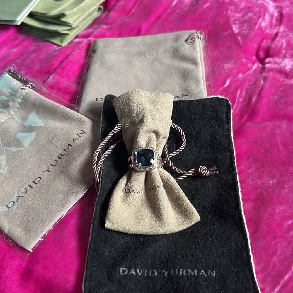 David Yurman Hampton Blue Topaz and Diamonds Ring